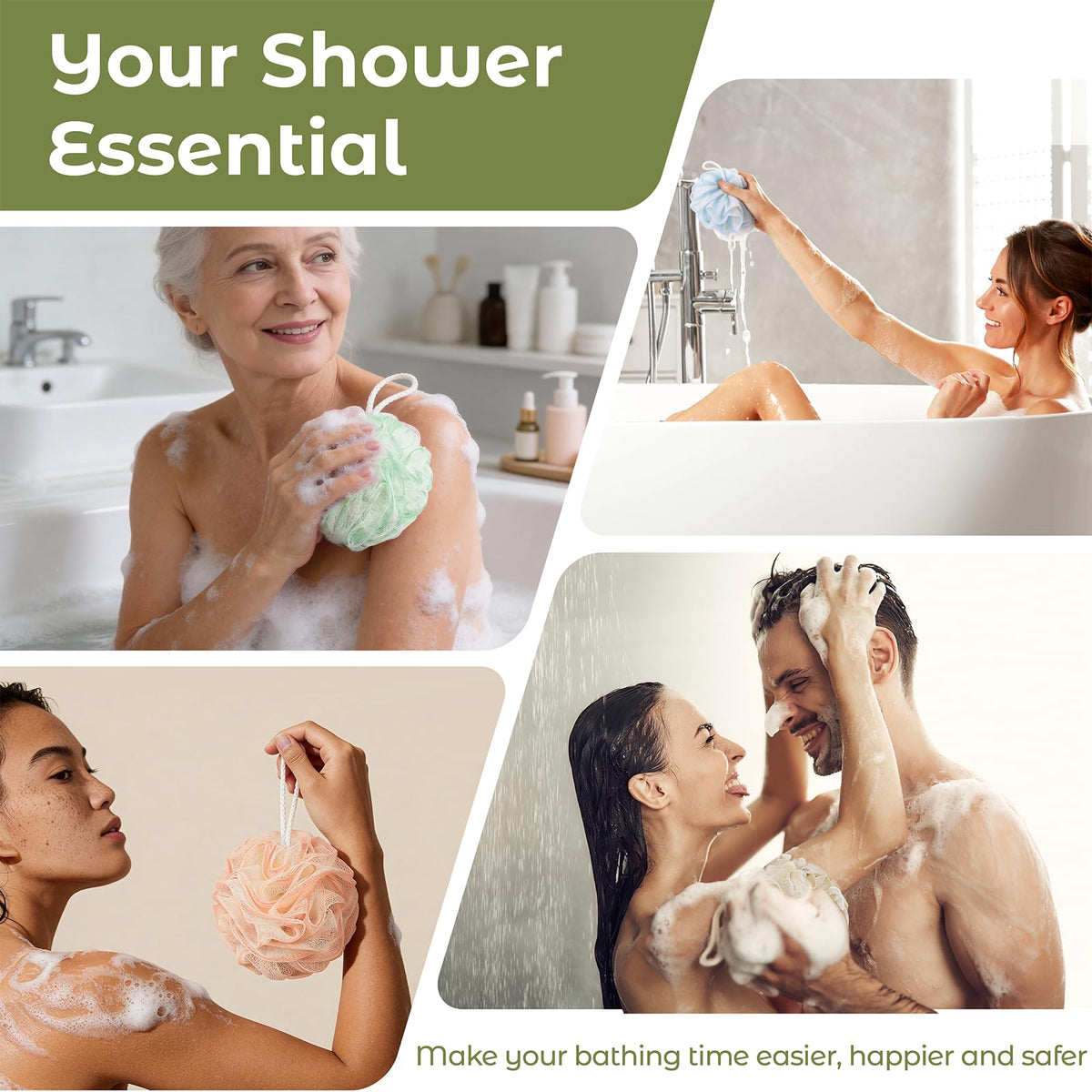 Yolaist Loofah Sponge 4 Pack packaging