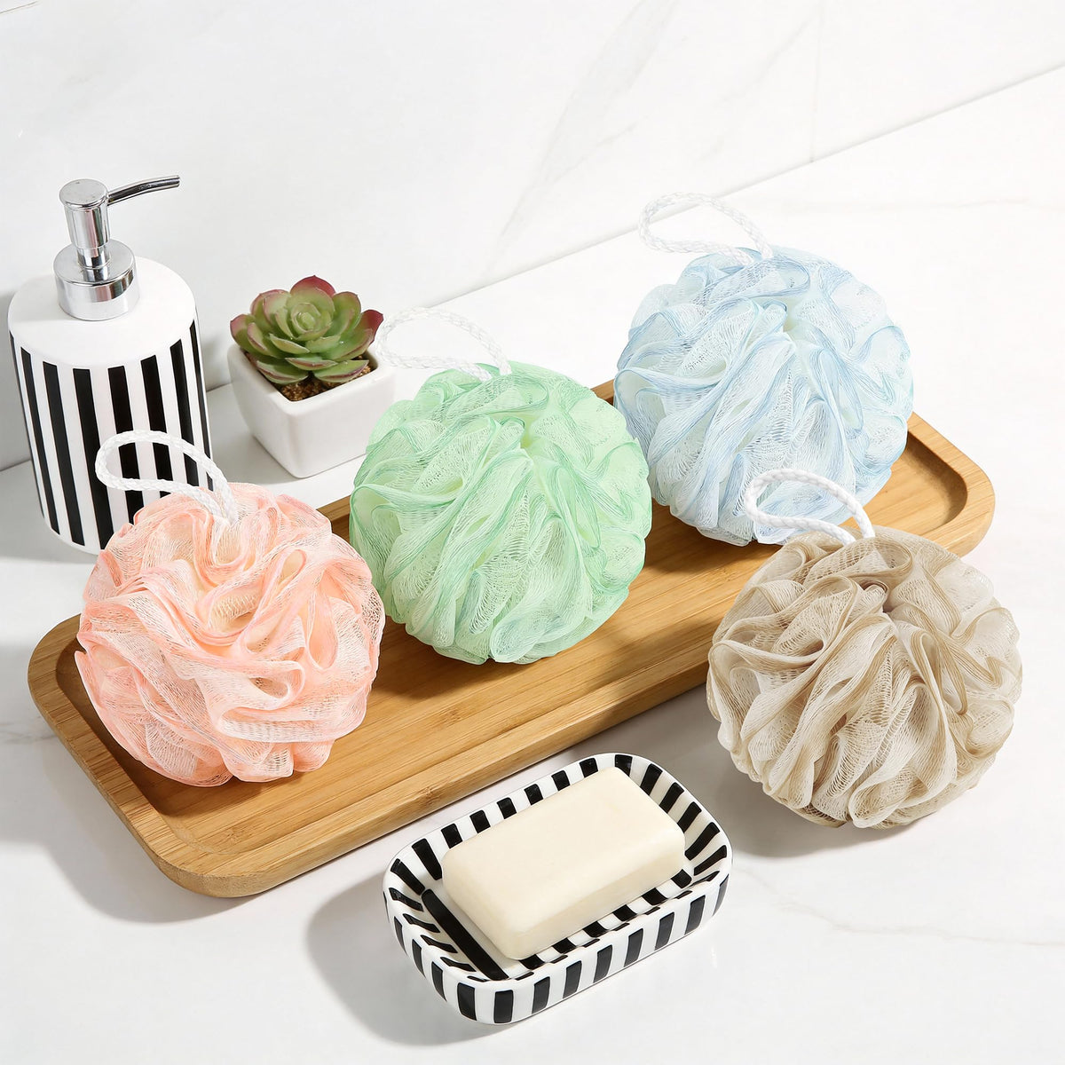 Yolaist Loofah Sponge hanging in shower