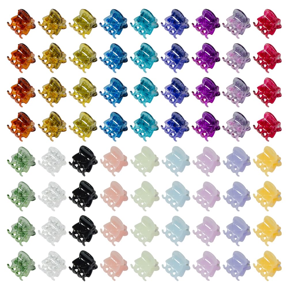 Yongdeli Mini Hair Claw Clips in assorted colours, front view
