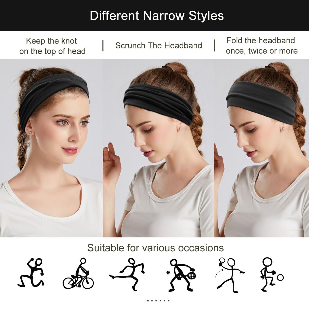 YONUF headband worn by a woman during yoga
