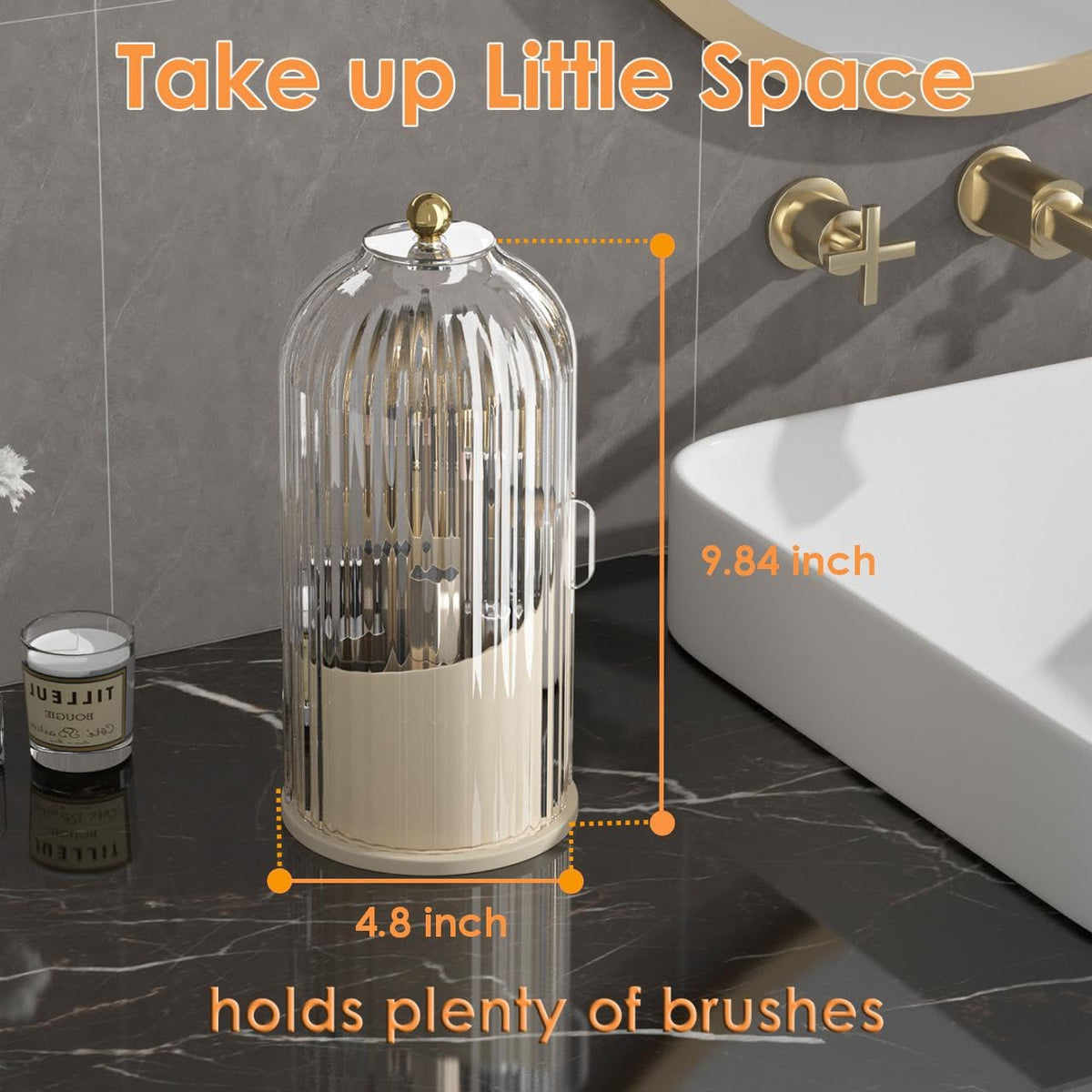 YOOLENS Makeup Brush Holder assembled with decorative ball