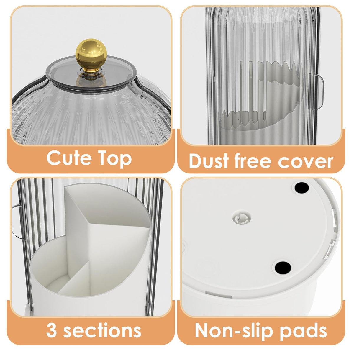 YOOLENS Makeup Brush Holder Gray with lid closed