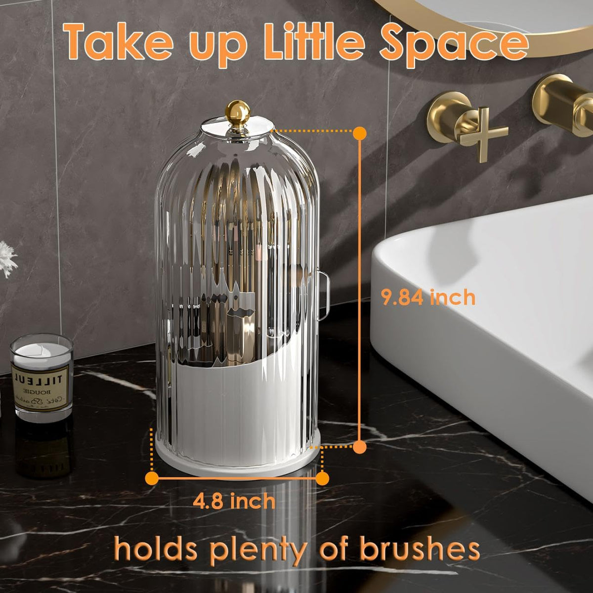YOOLENS Makeup Brush Holder on bathroom countertop