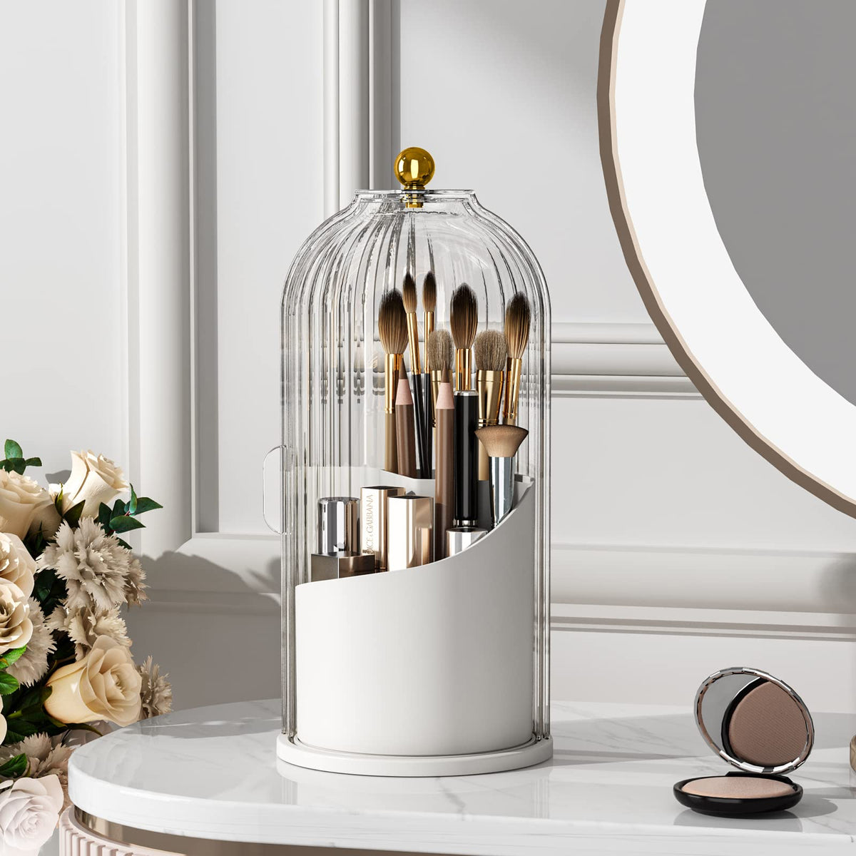 YOOLENS Makeup Brush Holder with lid front view