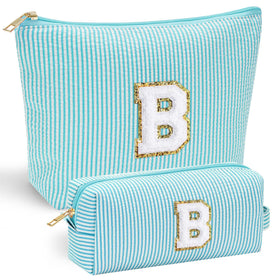 YOOLIFE Bridesmaid Makeup Bag front view with personalised letter
