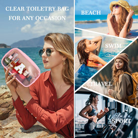 YOOLIFE Clear Makeup Bag open with cosmetics inside