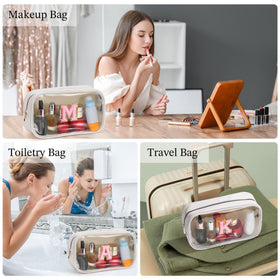 YOOLIFE Clear Makeup Bag open with cosmetics inside