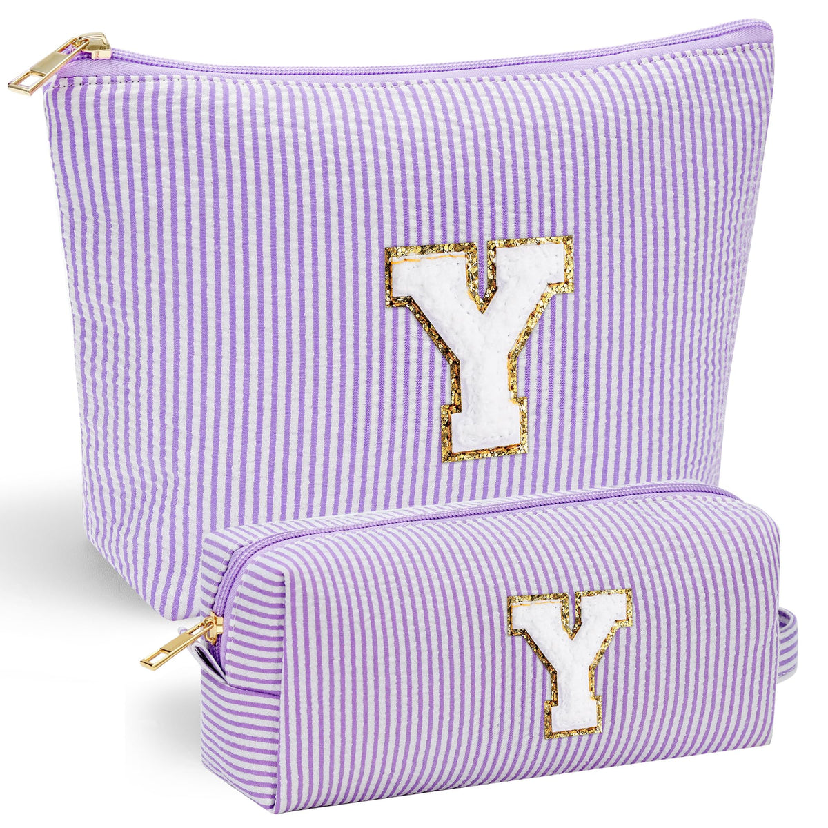 YOOLIFE Cosmetic Bag front view with unique stitch chenille letter