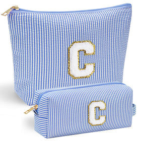 YOOLIFE Cute Makeup Bag front view with personalised chenille letter