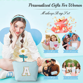 YOOLIFE Cute Makeup Bag in green displayed on a vanity