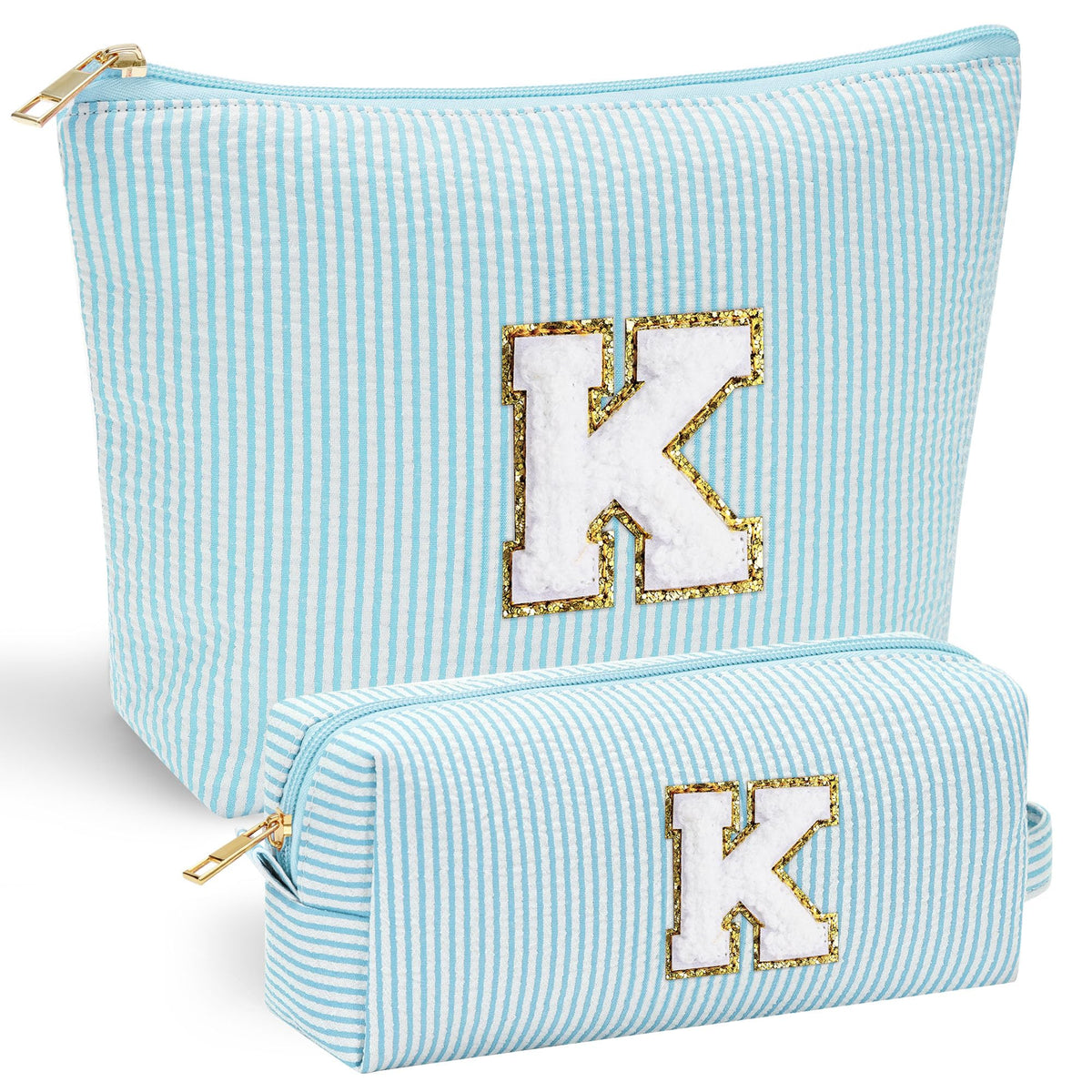 YOOLIFE Cute Makeup Bag in pink with stitched initial