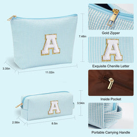 YOOLIFE Cute Makeup Bag in purple with stitched initial
