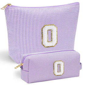 YOOLIFE Cute Makeup Bag Pouch in pink with initial letter