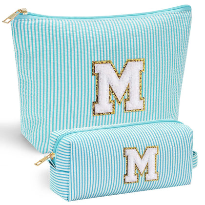 YOOLIFE Cute Travel Makeup Bag front view with personalised initial