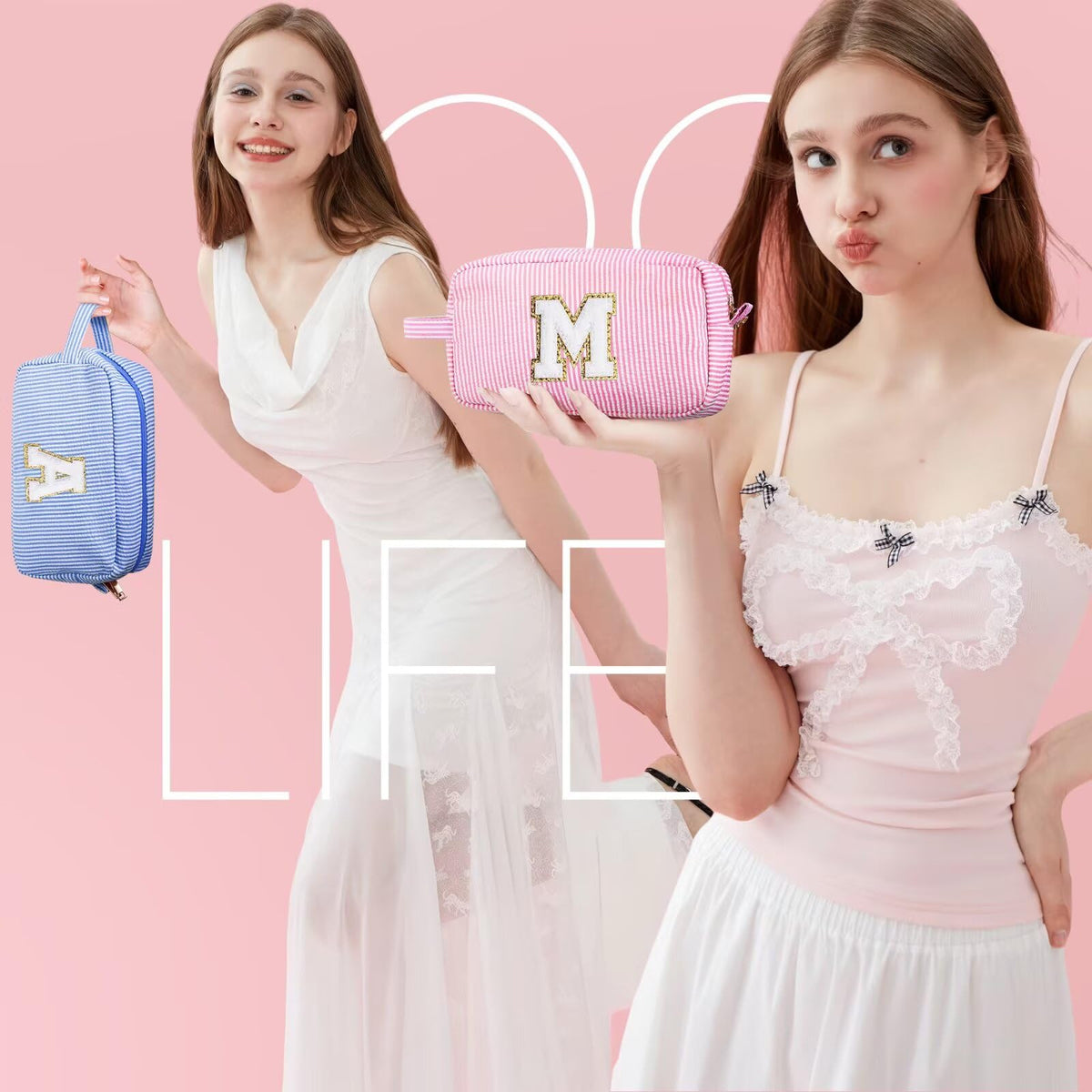 YOOLIFE Initial Cosmetic Bag in various colour options available