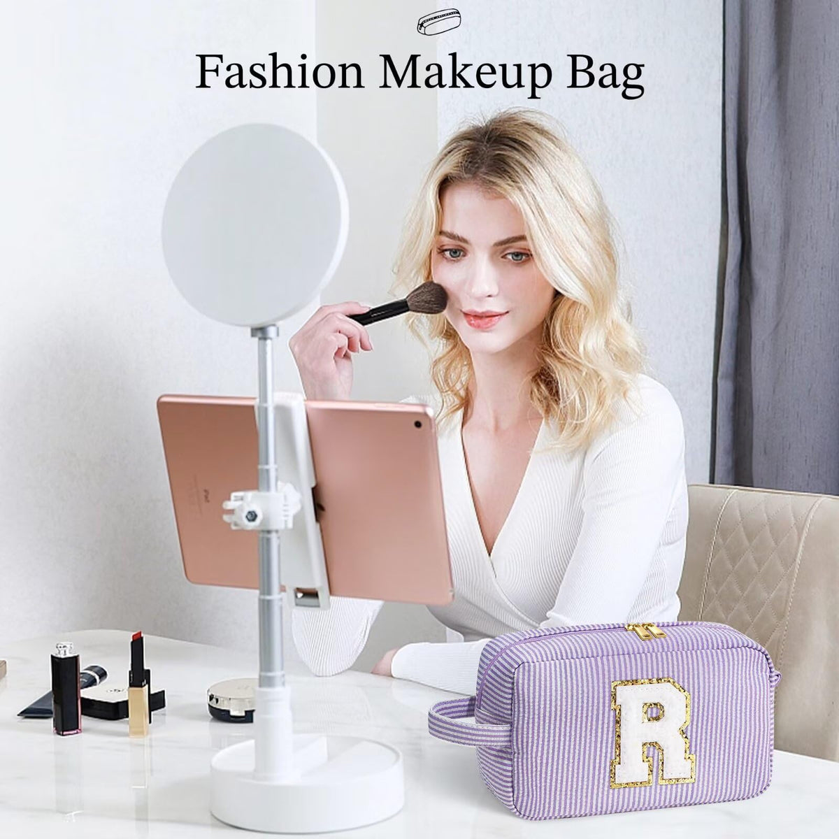 YOOLIFE Initial Cosmetic Bag with initials design