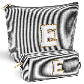 YOOLIFE Initial Makeup Bag front view in black