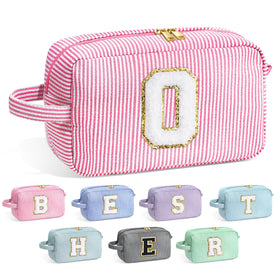 YOOLIFE Initial Makeup Bag front view in pink