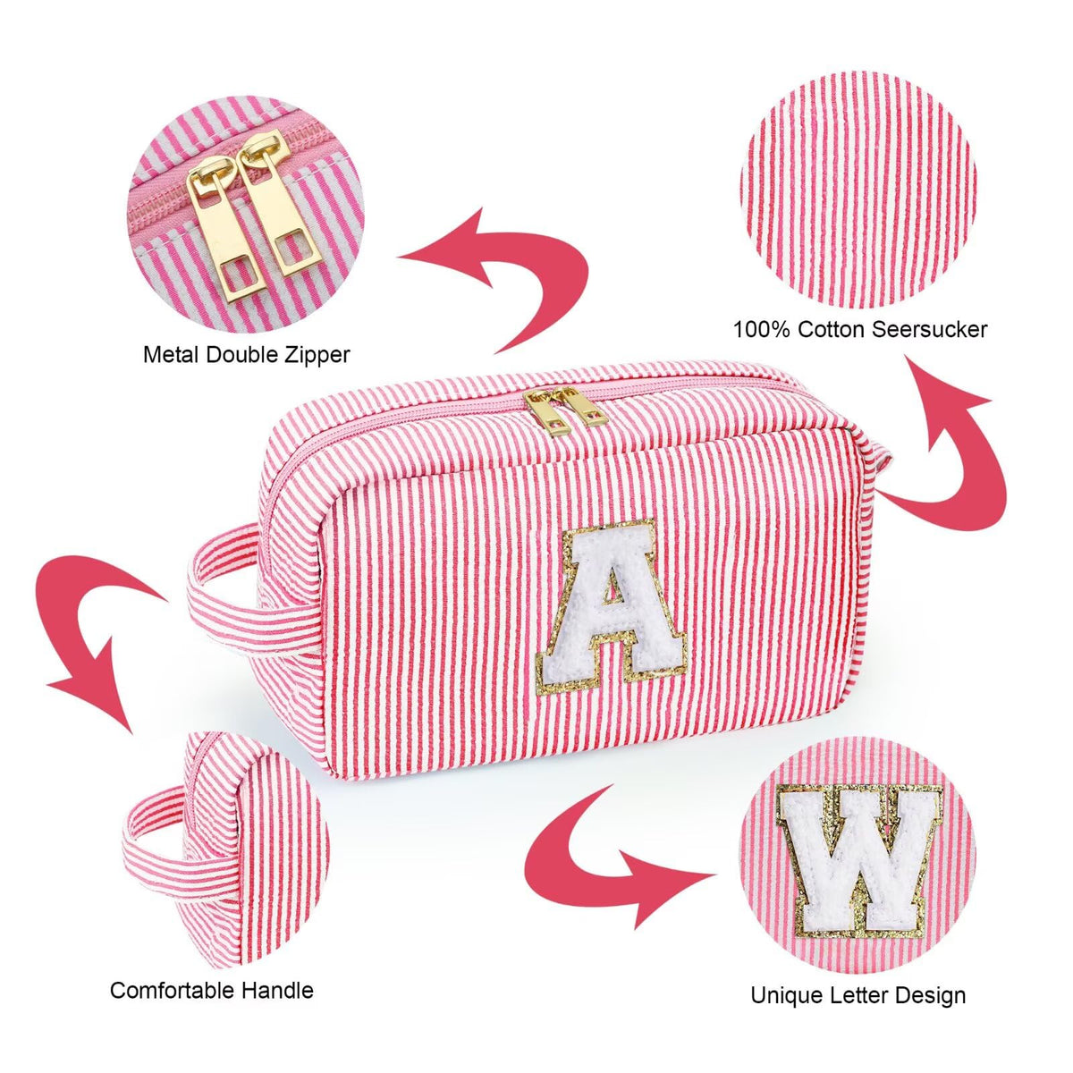 YOOLIFE Initial Makeup Bag in black colour with letter C