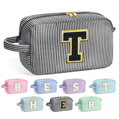 YOOLIFE Initial Makeup Bag in black with personalised letter