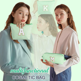 YOOLIFE Initial Makeup Bag in pink colour with personalised letter