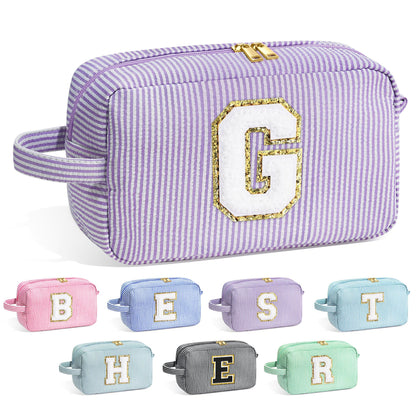 YOOLIFE Initial Makeup Bag in purple colour with personalised letter