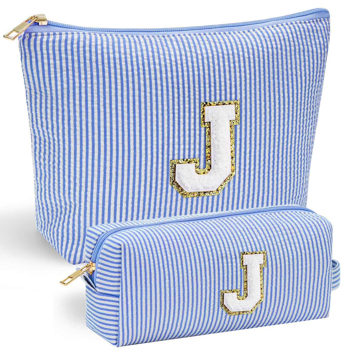 YOOLIFE Makeup Bag front view with blue initial J
