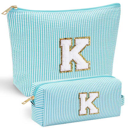 YOOLIFE Makeup Bag front view with personalised chenille letter