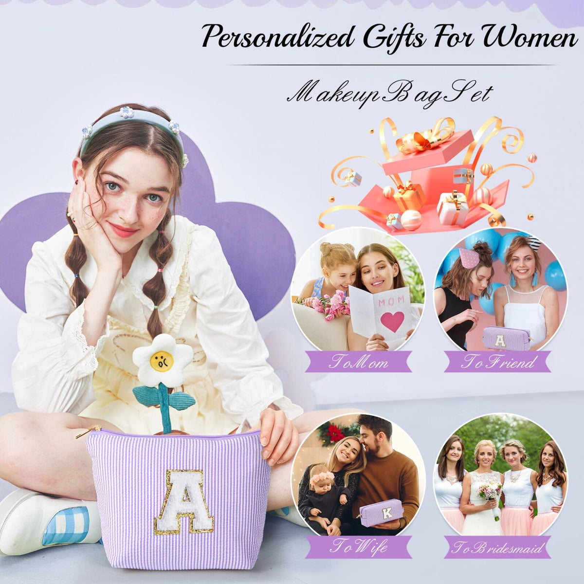 YOOLIFE Makeup Bag in blue showcasing its size