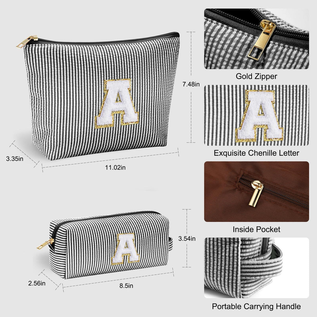 YOOLIFE Monogram Makeup Bag in green with initial letter B