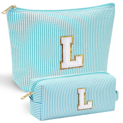 YOOLIFE personalised cosmetic bag front view with stitch chenille letter