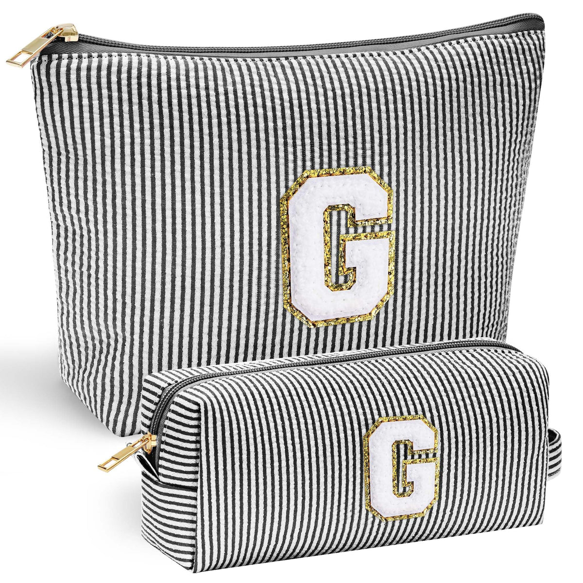 YOOLIFE personalised initial makeup bag in pink with chenille letter