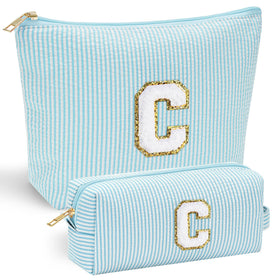 YOOLIFE personalised makeup bag front view in pink with letter options