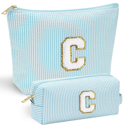 YOOLIFE personalised makeup bag front view in pink with letter options