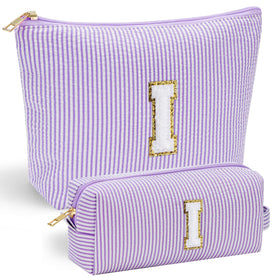 YOOLIFE Personalised Makeup Bag front view with initial option