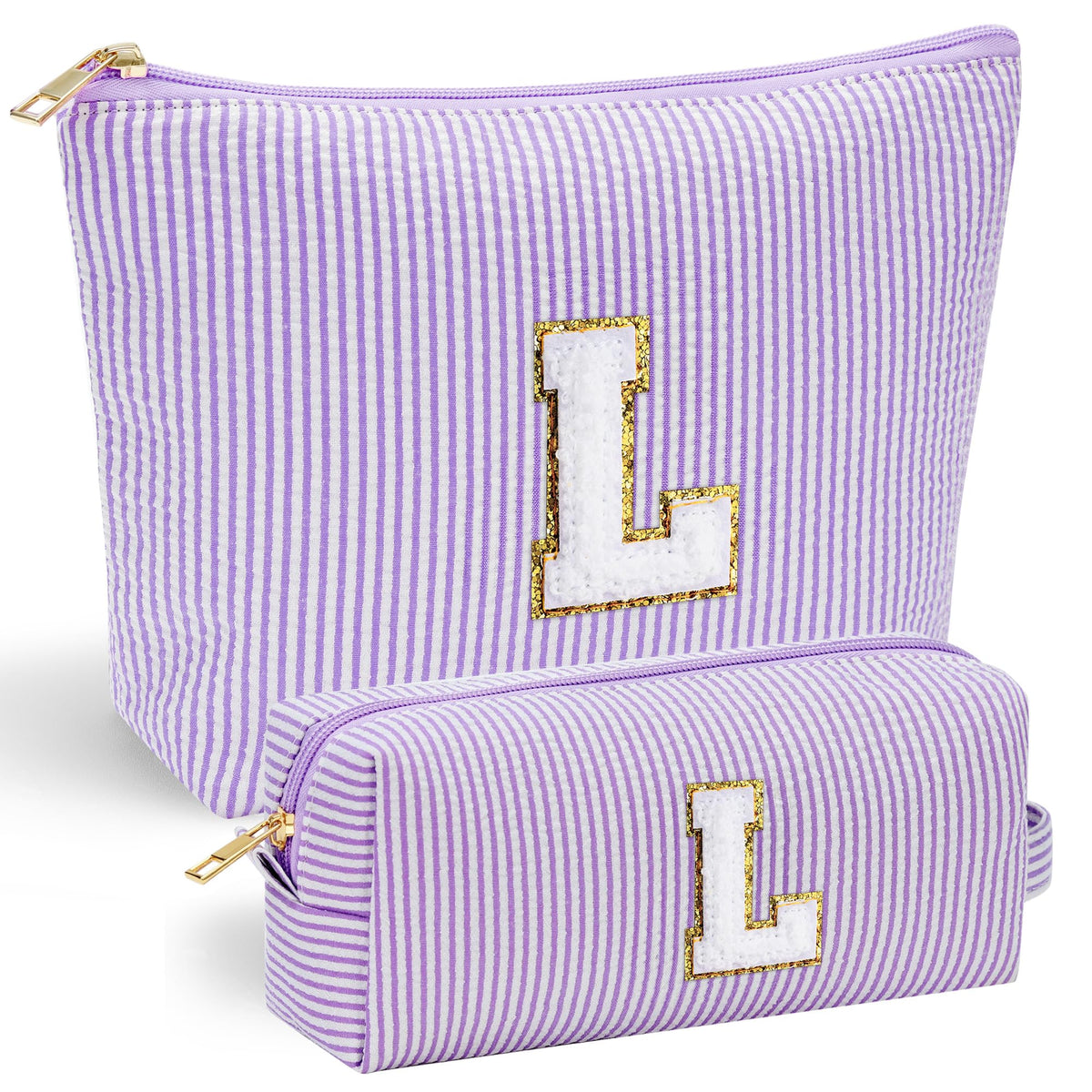 YOOLIFE Personalised Makeup Bag in pink with chenille letter