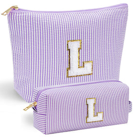 YOOLIFE Personalised Makeup Bag in pink with chenille letter