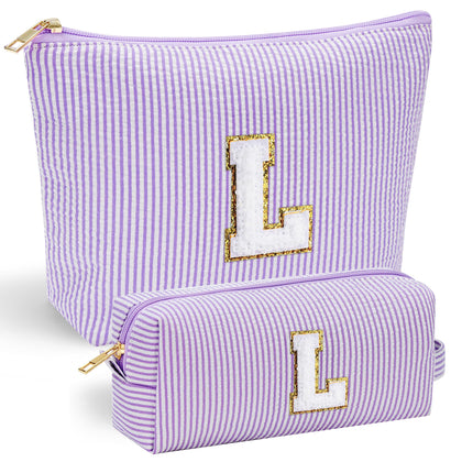 YOOLIFE Personalised Makeup Bag in pink with chenille letter