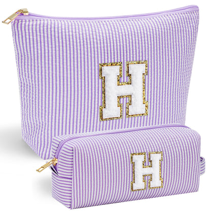 YOOLIFE personalised makeup bag set in pink with initial H