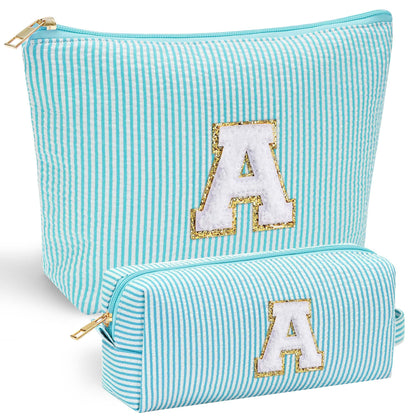 YOOLIFE Personalized Initial Makeup Bag in pink with stitched letter