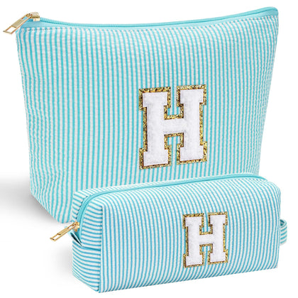 YOOLIFE Personalized Makeup Bags in pink and blue with initials