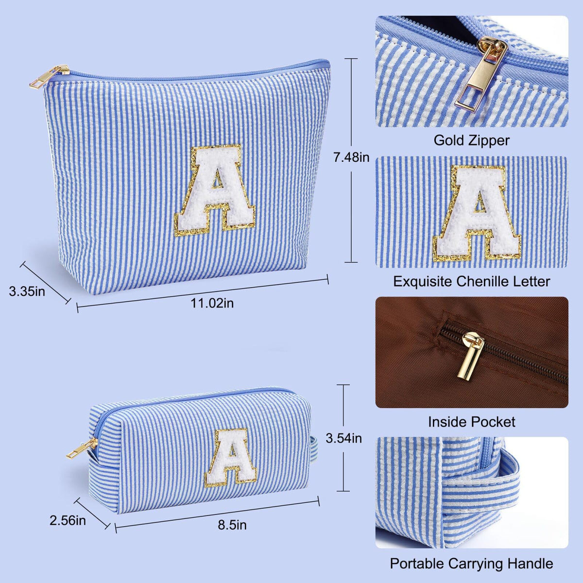 YOOLIFE Personalized Travel Makeup Bag in multiple colours