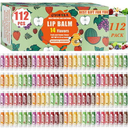 Yopela 112 Pack Natural Lip Balm assorted flavours front view