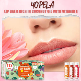Yopela lip balm in strawberry flavour packaging