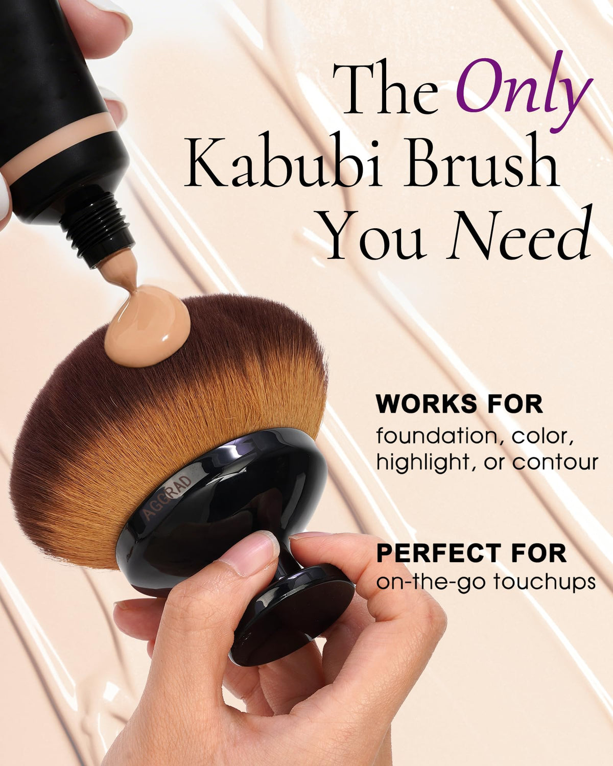 YOSHUYUKI Kabuki Brush side view showcasing the handle