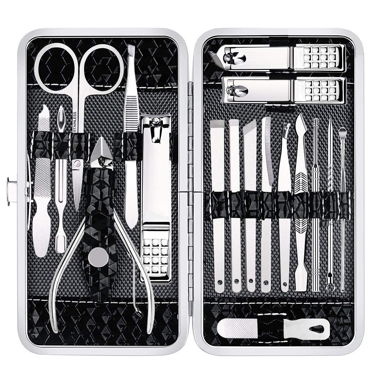 Yougai 18-piece manicure set with black leather case