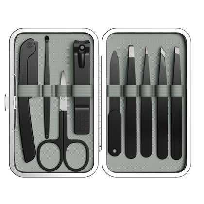 Yougai 9 Pcs Tweezers Set with travel case open, showing tools