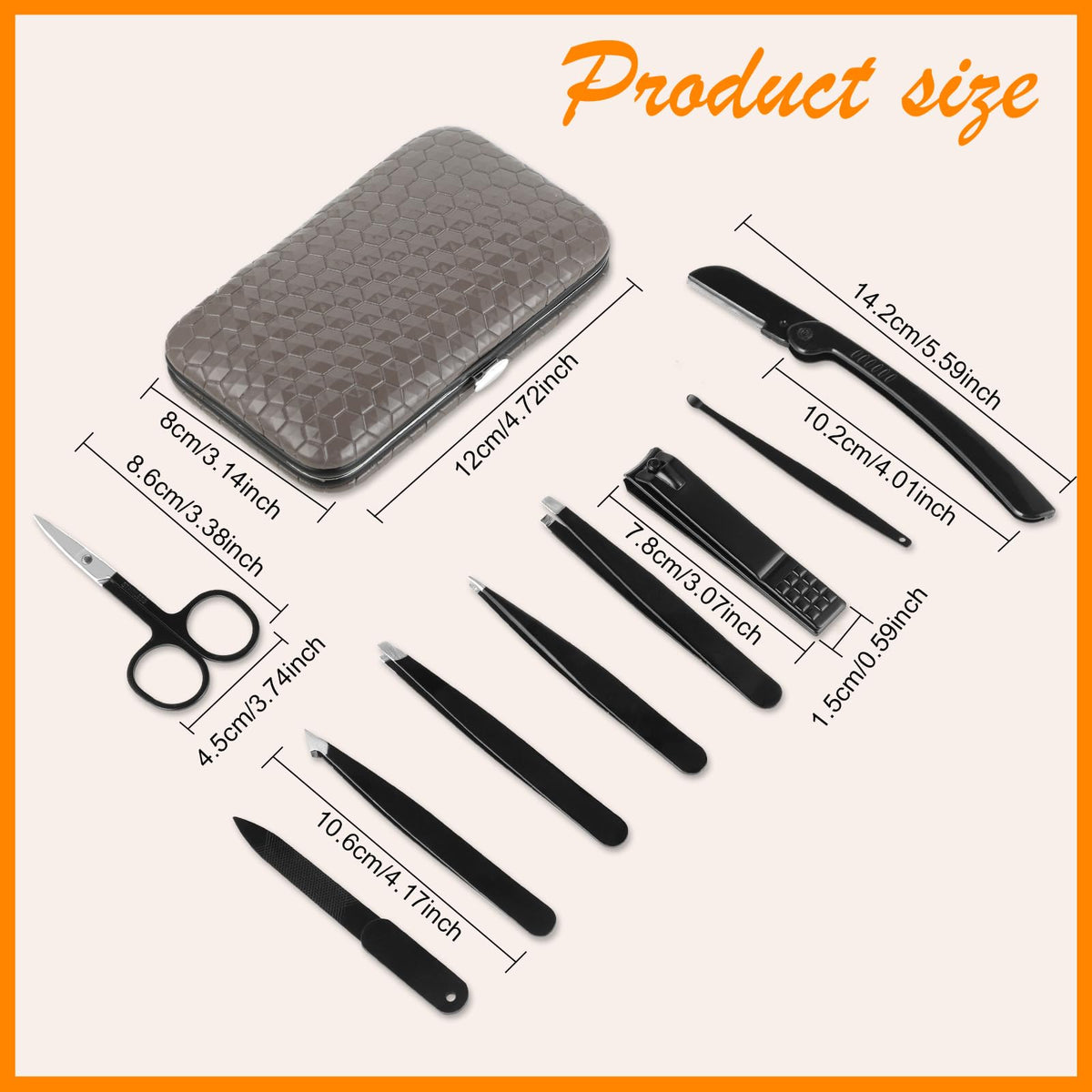Yougai eyebrow tweezers and nail clippers set displayed on a flat surface