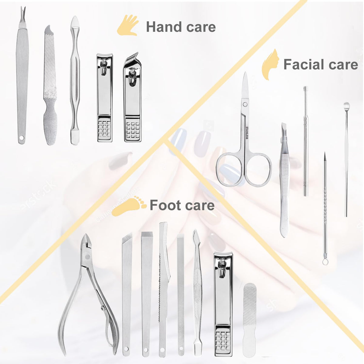 Yougai Nail Clippers Set close-up of stainless steel nail clippers