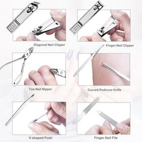 Yougai Nail Clippers Set in luxury PU-leather case open view